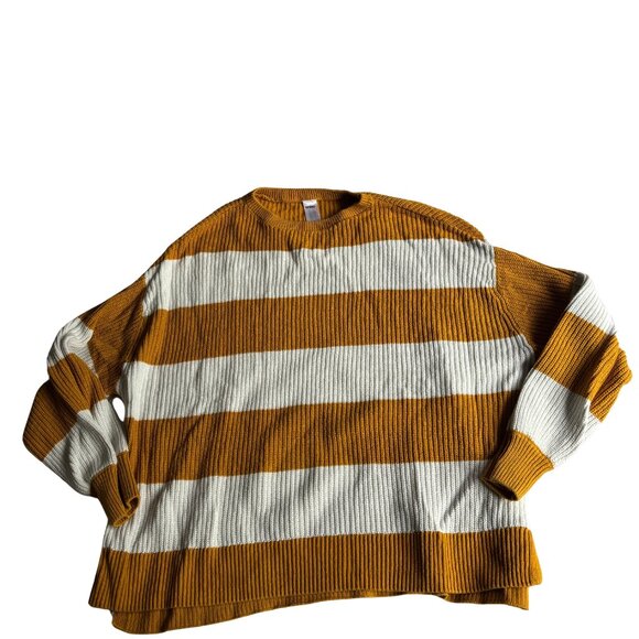Anko Mustard & White Striped Oversized Knit Sweater - Picture 1 of 2
